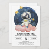 Pastel Celestial Children Astronaut Boy Birthday Einladung (Vorne/Hinten)