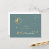 Pastel Celestial Crescent Moon Bridesmaid