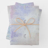 Pastel Celestial Crescent Moon & Star - 3 x Geschenkpapier Set (Beispiel)