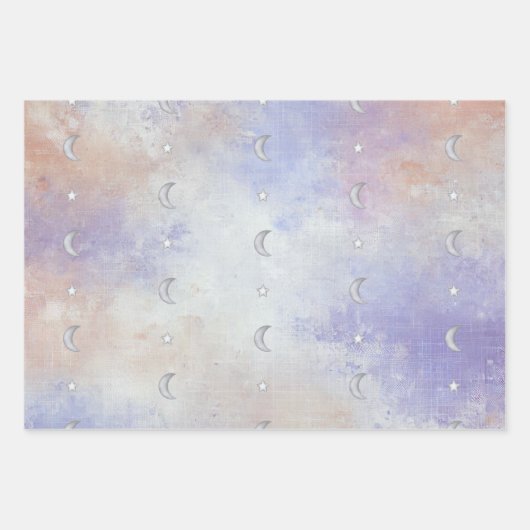 Pastel Celestial Crescent Moon & Star - 3 x Geschenkpapier Set (Vorderseite 3)