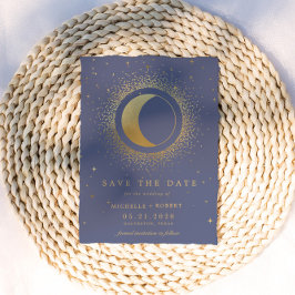 Pastel Celestial Gold Moon Foto Save the Date Einladung