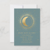 Pastel Celestial Gold Moon Foto Save the Date Einladung (Vorderseite)