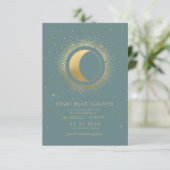 Pastel Celestial Gold Moon Foto Save the Date Einladung (Stehend Vorderseite)