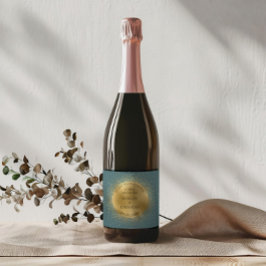 Pastel Celestial Gold Moon Save the Date Schaumweinetikett