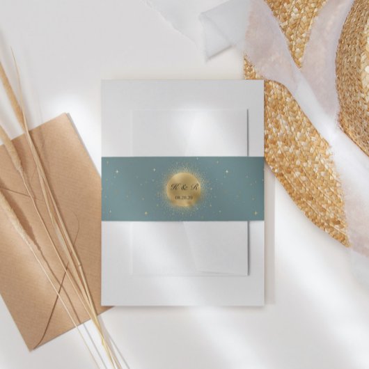 Pastel Celestial Gold Moon Wedding Bly Band