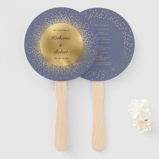 Pastel Celestial Gold Moon Wedding Program Fächer (Vorne und Hinten)