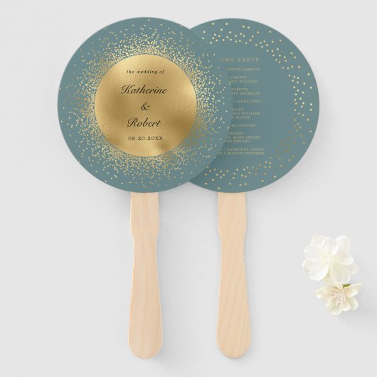 Pastel Celestial Gold Moon Wedding Program Fächer (Vorne und Hinten)