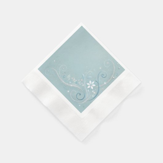 Pastel Cerulean Floral Motif Design Serviette (Ecke)