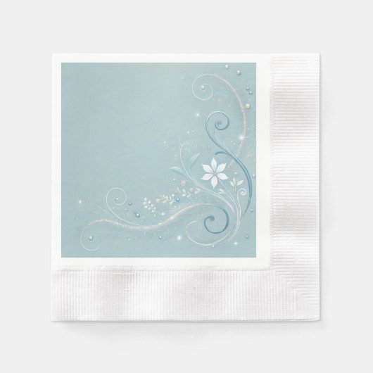 Pastel Cerulean Floral Motif Design Serviette (Vorderseite)