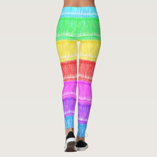 Pastel Chalk Rainbow Stripes Leggings (Rückseite)