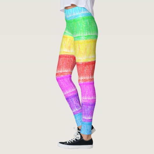 Pastel Chalk Rainbow Stripes Leggings (Links)