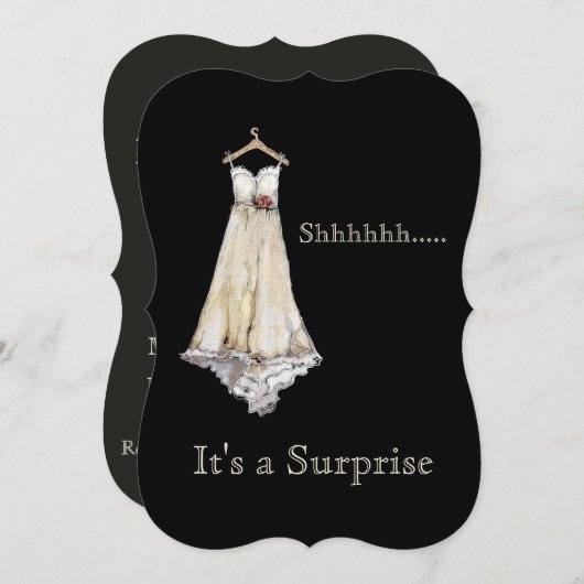 Pastel Chalk Wedding Dress Bridal Shower Surprise Einladung (Vorne/Hinten)