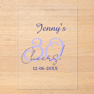 Pastel cheers 30th birthday purple elegant name da acryleinladungen
