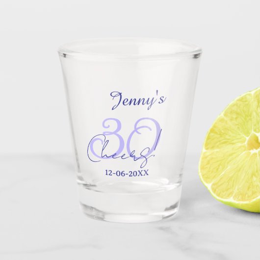 Pastel cheers 30th birthday purple elegant name da schnapsglas (Vorderseite)