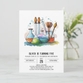 Pastel Chemistry Exploration Scientist zum Geburts Einladung (Stehend Vorderseite)