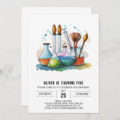 Pastel Chemistry Exploration Scientist zum Geburts Einladung (Vorne/Hinten)