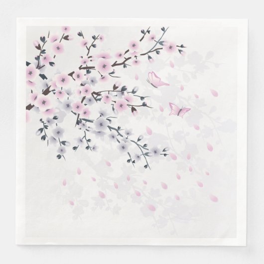 Pastel Cherry Blossom Landschaft Serviette (Vorderseite)