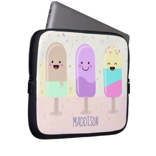 Pastel Chibi Ice Lollies Niedlich Personalisiert Laptopschutzhülle (Vorne Rechts)