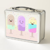 Pastel Chibi Ice Lollies Niedlich Personalisiert Metall Brotdose (Rückseite)