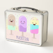 Pastel Chibi Ice Lollies Niedlich Personalisiert Metall Brotdose (Vorderseite)