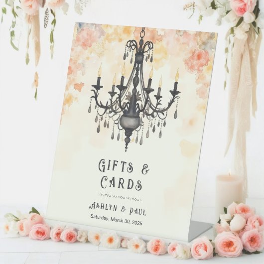 Pastel Chic Elegant Floral Vintage Chandelier Sockelschild