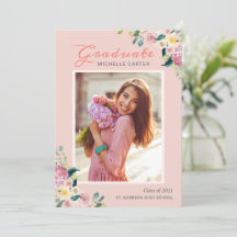 Pastel Chic Floral Blushing Girl Foto Abschluss