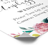 Pastel Chic Floral Unplugged Wedding Ceremony Sign Poster (Ecke)