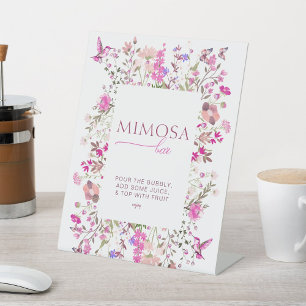 Pastel Chic Ruby Rose Mimosa Bar Brautparty Sockelschild