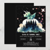 Pastel Chic Triceratops Geburtstag Einladung (Vorne/Hinten)