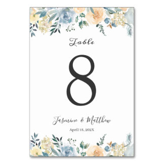 Pastel Chic Vanilla Blue Aqua Tischnummer