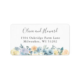 Pastel Chic Vanilla Blue Floral Elegante Adresse Adressaufkleber