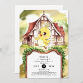 Pastel Chick Chicken Geburtstag Einladung (Vorne/Hinten)