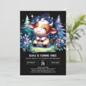 Pastel Children Cow Geburtstag Einladung (Stehend Vorderseite)