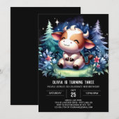 Pastel Children Cow Geburtstag Einladung (Vorne/Hinten)