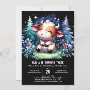 Pastel Children Cow Geburtstag Einladung