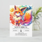 Pastel Children Fox Geburtstag Einladung (Stehend Vorderseite)
