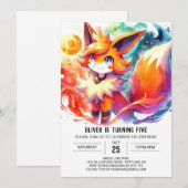Pastel Children Fox Geburtstag Einladung (Vorne/Hinten)