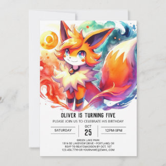 Pastel Children Fox Geburtstag Einladung