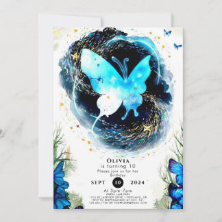 Pastel Children's Butterfly Geburtstag Einladung