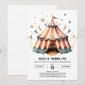 Pastel Children's Magic Circus Geburtstag Einladung (Vorne/Hinten)