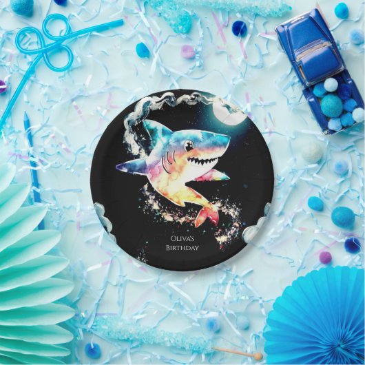 Pastel Children's Underwater Shark Birthday Pappteller (Party)
