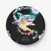 Pastel Children's Underwater Shark Birthday Pappteller (Vorderseite)