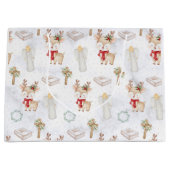 Pastel Christian Christmas Reindeer Gift Bag Große Geschenktüte (Vorderseite)
