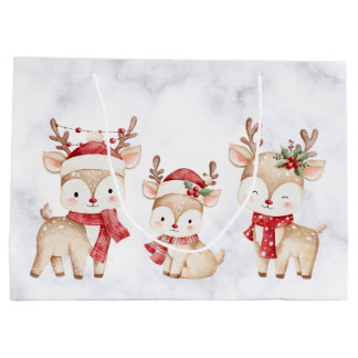 Pastel Christian Christmas Reindeer Gift Bag Große Geschenktüte