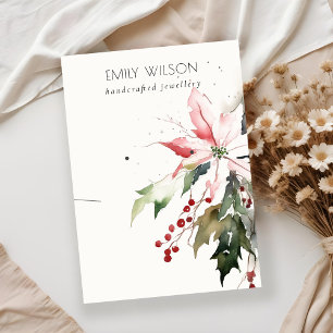 Pastel Christmas Berry Poinsettia Necklace Earring Visitenkarte