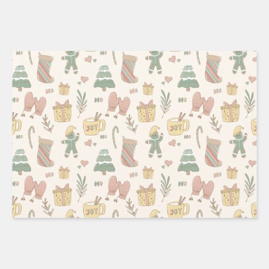 Pastel Christmas Geschenk Wrap Geschenkpapier Set (Vorderseite 3)