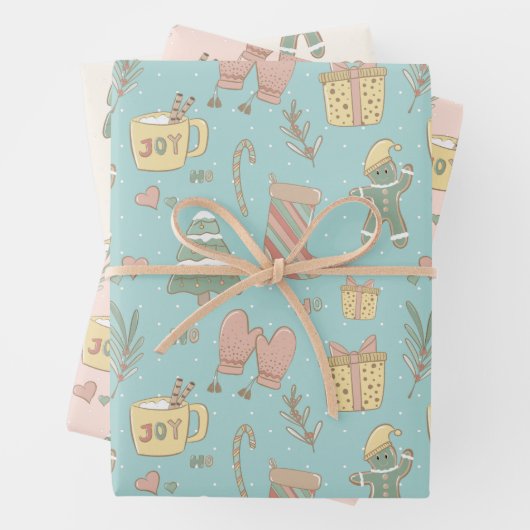 Pastel Christmas Geschenk Wrap Geschenkpapier Set (Beispiel)
