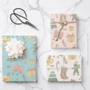 Pastel Christmas Geschenk Wrap Geschenkpapier Set