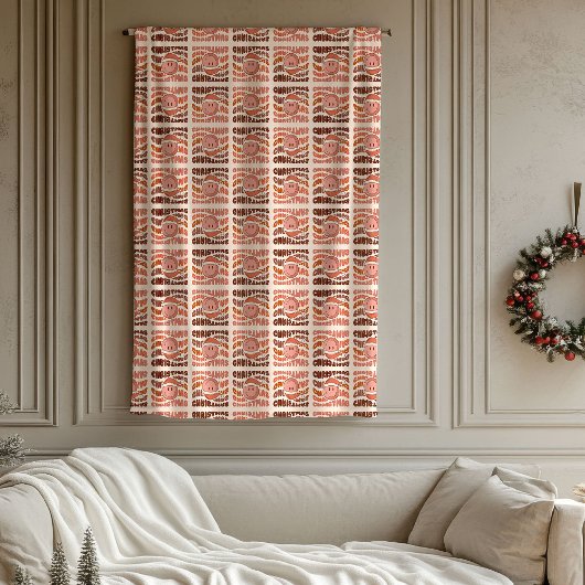 Pastel Christmas Groovy Retro Smile Emoticon Gift Fleecedecke