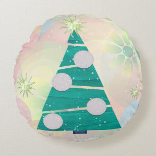 Pastel Christmas HOLIDAY Rundes Kissen